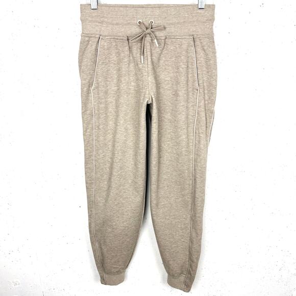 Title Nine Womens Warmup Fleece Joggers Oatmeal Heather High Rise Size Medium - Picture 2 of 11